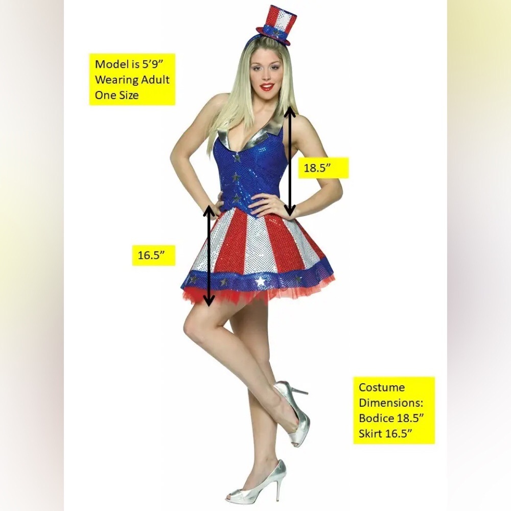 4th of July Aunt Samantha Metallic Sequin USA Patriotic Tutu Costume - Picture 5 of 7